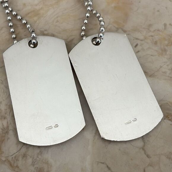 Gucci 925 Sterling Silver 2 Dog Tags Ball Chain Necklace Unisex Rare 52g - Picture 5 of 8